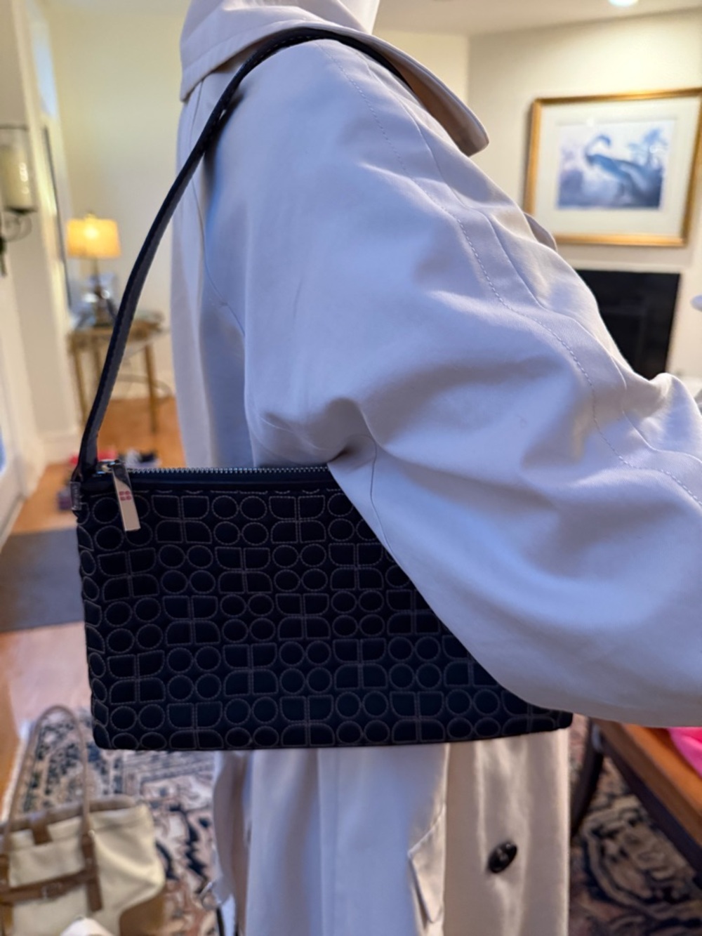 Vintage Kate Spade quilted Black Geometric Pattern Shoulder Bag